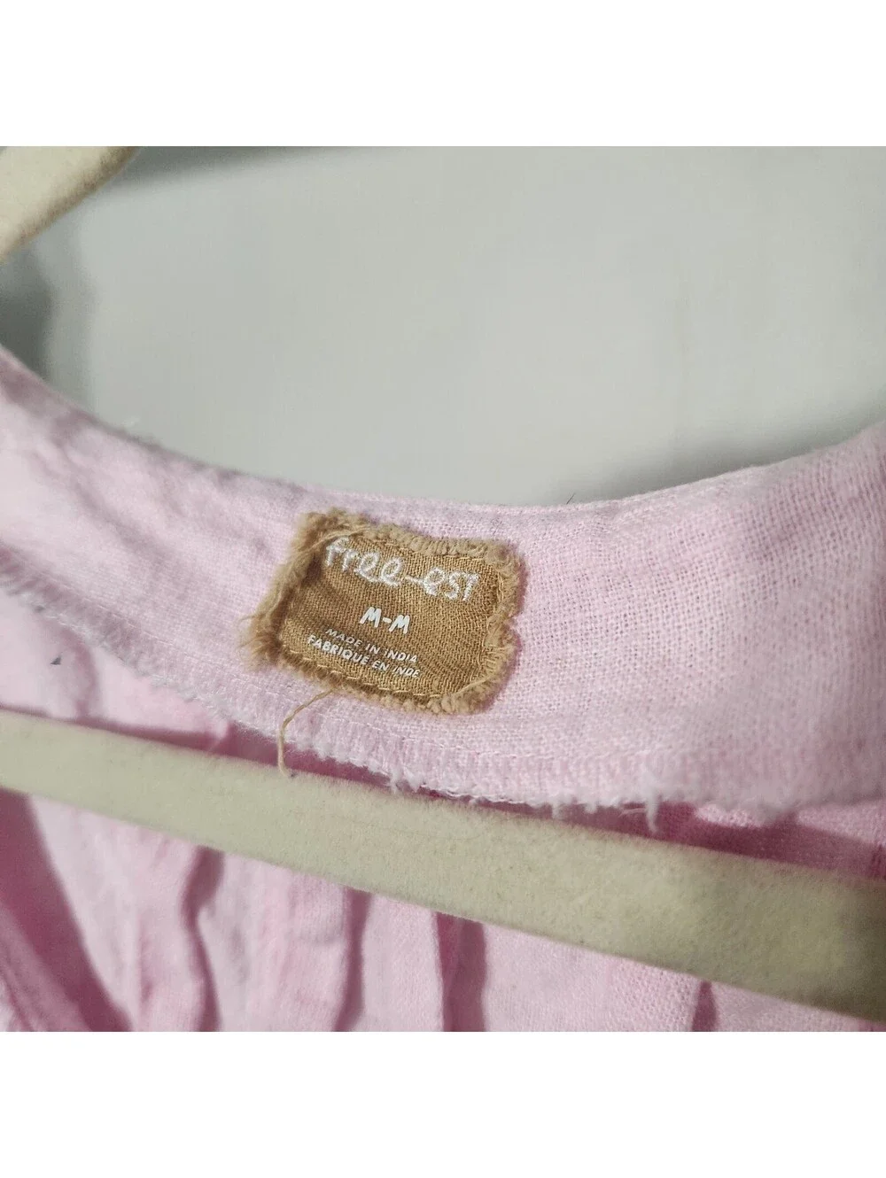 Free est Free People Linen Dress Pink Button Down Swing With Pockets
